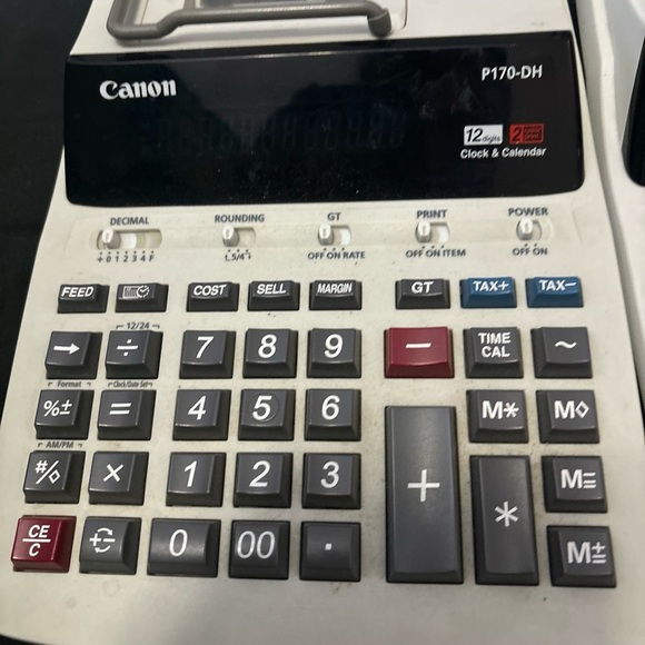 LOT OF 3 VINTAGE Electronic Printing Calculators Canon P170-DH & MP18DII - Picture 15 of 16
